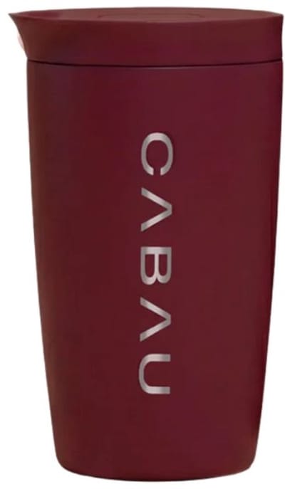 Cabau - Bloom Cup – RVS Thermosbeker met Tuit – 360 ml – Cherry – Houdt Drank 8 Uur Warm & 12 Uur Koud – Lekvrij & Dubbelwandig – Travel Mug – Koffie to Go Thermosbeker