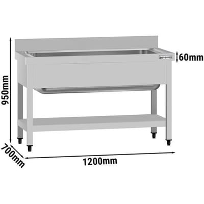 GGM Gastro Topfspültisch ECO - 1200x700mm - mit Grundboden & 1 Becken