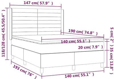 vidaXL - Boxspring - met - matras - fluweel - donkerblauw - 140x190 - cm