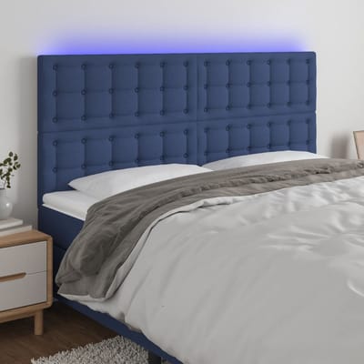 vidaXL - Hoofdbord - LED - 160x5x118/128 - cm - stof - blauw