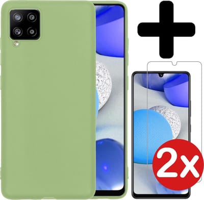 Hoesje - Met 2x Screenprotector - Geschikt voor Samsung Galaxy A42 - Sterk & Shockproof - Telefoon Hoes - Back Cover - Siliconen Case - Telefoonhoes - Groen