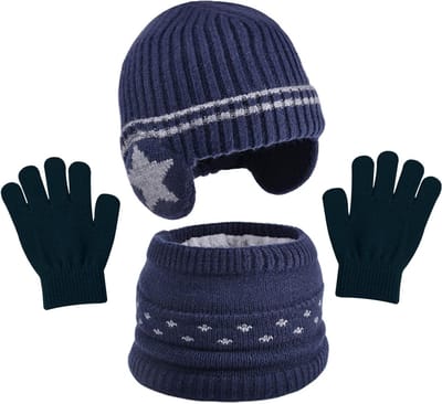 Winterset voor Kinderen: Gebreide Muts, Sjaal en Handschoenen met Fleece Voering voor Jongens en Meisjes van 3-7 Jaar, Warm en Comfortabel voor Koude Dagen