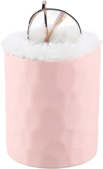 Pluche Gevoerde Brilhouder, Beschermende Case voor Brillen en Pennen, Ideaal voor Nachtkastje en Bureau, Gemaakt van Kratzbestendig Silicoon met Opbergfunctie, Roze