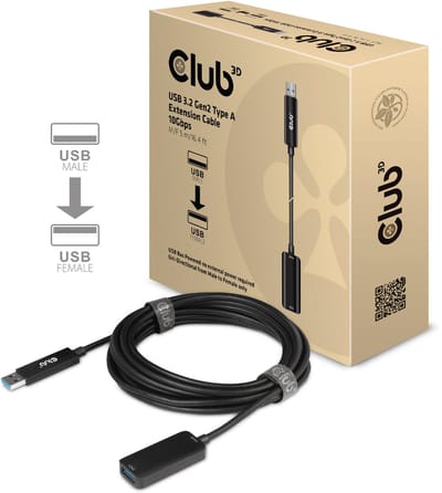 Club 3D USB-A-verlengkabel 10 Gbps (mannelijk/vrouwelijk) 5 m/16,40 ft
