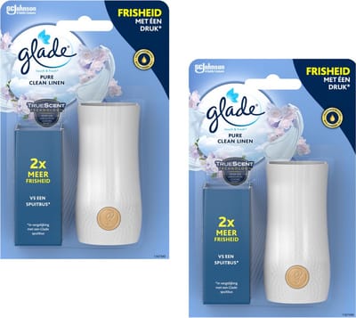 Glade Touch & Fresh Pure Clean Linen met houder 2 x 10 ml - Glade Touch & Fresh - Luchtverfrisser – 2 stuks
