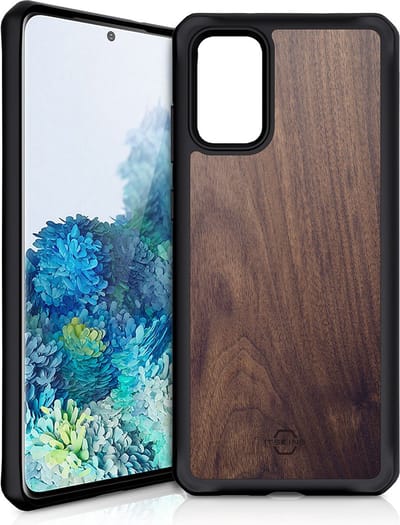 ITSkins Hoesje geschikt voor Samsung Galaxy S20 Plus Telefoonhoesje Hardcase | ITSkins HybridFusion Backcover Shockproof | Schokbestendig Galaxy S20 Plus Telefoonhoesje | Anti Shock Proof - Dark Wood | Bruin