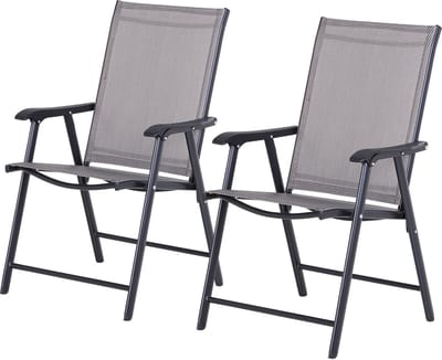 Outsunny Tuineetstoelenset Metaal, Texteline 58B x 64D x 94H cm Grijs