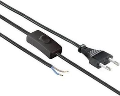 Aansluitsnoer met Schakelaar - 2m - 2x0.75mm - Zwart