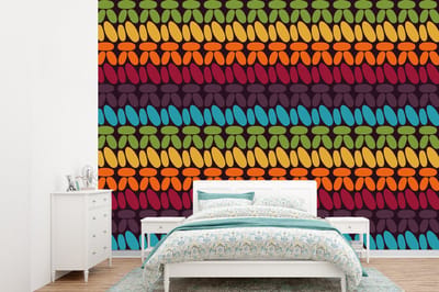 Behang - Fotobehang Haakpatronen - Retro - Regenboog - Breedte 360 cm x hoogte 260 cm