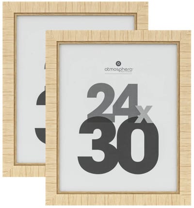 Atmosphera Fotolijstje Bali - 2x - voor 24 x 30 cm foto - beige - mdf/glas - ornament frame 29 x 35 cm - staand/hangend