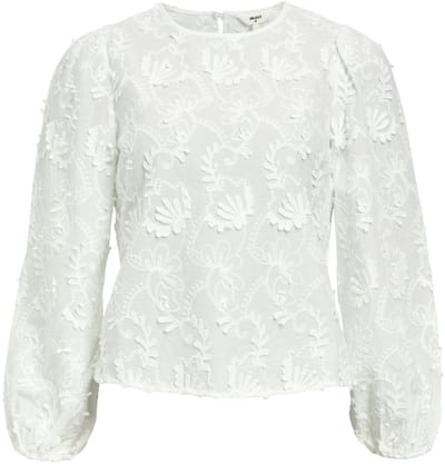 Object T-shirt Objmya Re L/s Top Noos 23046020 Cloud Dancer Dames Maat - 44