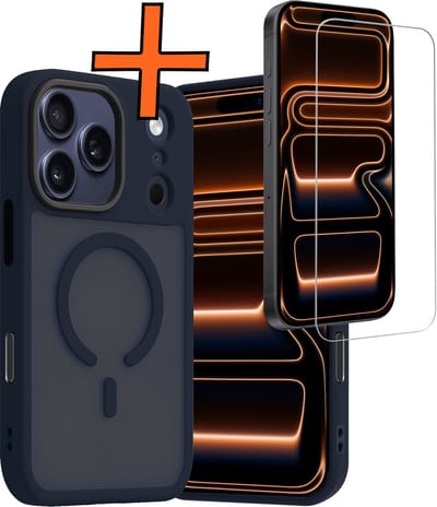 Hoes - Met Screenprotector - Geschikt voor iPhone 17 Pro / 18 Pro - Magsafe Compatible - Sterk & Shockproof - Back Cover - Shock Proof Case - Telefoon Hoes - Donkerblauw