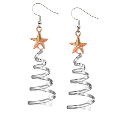 Zilver kerstboom oorbellen goud ster