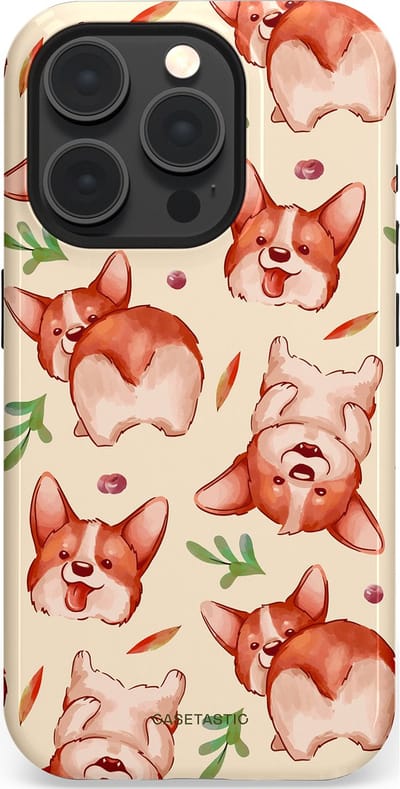 Casetastic Hoesje Geschikt voor Apple iPhone 15 Pro Magsafe - Stijlvolle Beschermende Duo-layer Case - Corgipootjes
