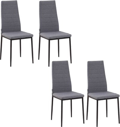 HOMCOM-Eetkamerstoel-Linnen (100% polyester)-50x41x97cm-Grijs