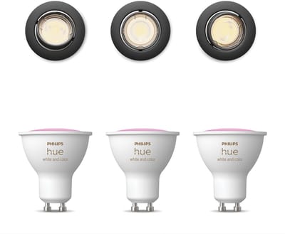Philips Hue Peridot Set van 3 Inbouwspots (Zwart) - Rond - Richtbaar - GU10 - Wit en Gekleurd Licht - Hue White and Color Ambiance