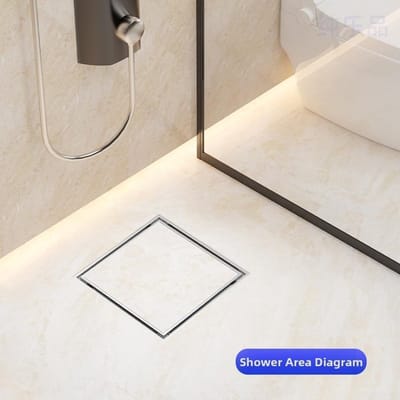 Vierkante Vloergoot - Douche Afvoer - Natte Ruimtes - Zelfsluitende Kern - 12 x 12 cm - Zilver