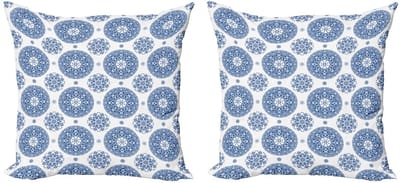 ABAKUHAUS Jaargang Kussenhoes Set – Vintage blauw-wit, dubbelzijdig digitaal bedrukt, rits, 45 cm