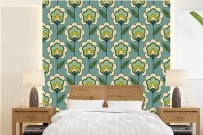 Behang - Fotobehang Retro - Design - Jaren 70 - Bloem - Breedte 220 cm x hoogte 240 cm
