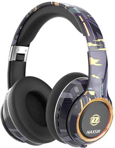 NAXSIR Over-Ear Bluetooth-hoofdtelefoon met RGB-verlichting, kaartlezer, ruisonderdrukking, Bluetooth 5.3, draadloze hoofdtelefoon