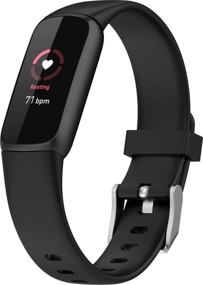 By Qubix - Compatible Fitbit bandje - Geschikt voor fitbit luxe bandje - Sportbandje met gesp - Maat: Small - Zwart Smartwatchbandje horlogeband polsband Armband Strap Band Watchband