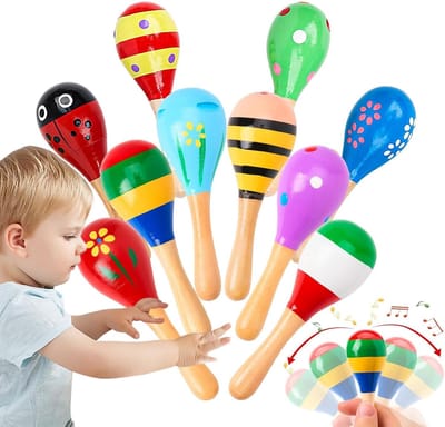 Houten Maracas Set - Muziek Eieren - Muziek Maken - Cartoon Ontwerp - 11x4cm - Willekeurig