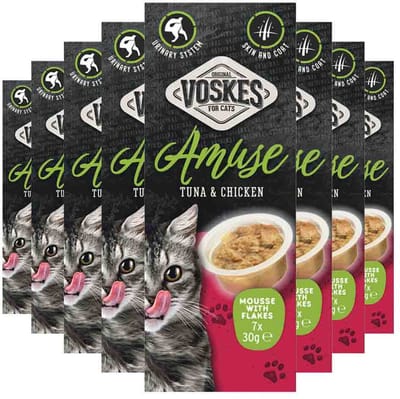 Voskes Kattensnack Mousse Tonijn&Kip - 8 x 7x30 gr - Voordeelverpakking