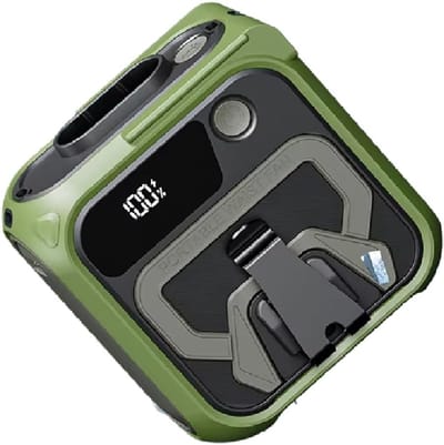 VHV Heupventilator - Draagbare Heupventilator - Mini-Ventilator - 10000 Mah Heupventilator Met Clip - Oplaadbare Heupventilator Met Ledverlichting - Tafelventilator Met 5 Snelheden - Telefoonhouder En Nekriem Voor Gebruik Buitenshuis - Groen