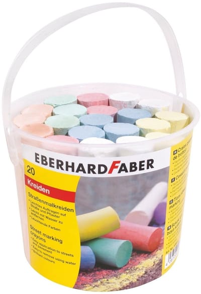 Eberhard Faber stoepkrijt - 20 stuks - in emmer - assorti - EF-526512