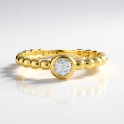 Cavill - Verstelbare Zilveren Ring - 925 Sterling Zilver Verguld - 0,358 ct Tanzanische Zirkoon rondgeslepen - Elegante Damesring 21x20 mm