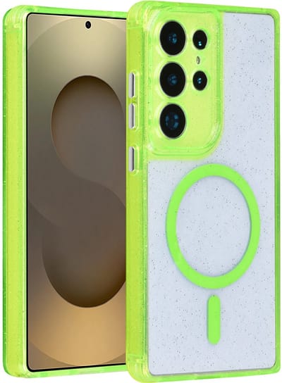 TUNIQ telefoonhoesje voor Samsung Galaxy S25 Ultra - MagSafe met glitter - Groen