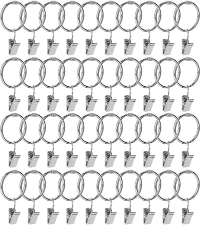 MTTproducts- Gordijnringen 32 mm - Metalen Gordijnringen met Clip - Zilveren Gordijnringen - 100 Stuks - Sterke Grip - Geschikt voor Gordijnroede - Gordijnclips
