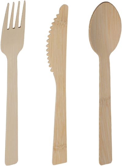 Excellent Houseware wegwerp bestek - bamboe hout - 216 delig - wegwerp - lepels - messen - vorken - 17 cm - BBQ - Verjaardag