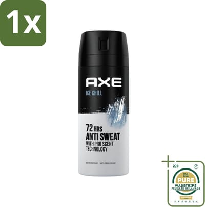 1 x Axe - Deodorant Spray - 72hrs Anti Sweat - Ice Chill - 150 ml- Anti-sweat Spray - Zweetvermindering - Ijskoude Citroen - Muntgeur - 72 Uur Bescherming