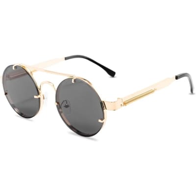 Lunettes De soleil rondes Steampunk pour hommes et femmes, verres De soleil élastiques De styliste Vintage sans bords pour femmes gray
