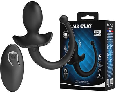 Mr. Play - Super Power - Vibrerende Hondenstaart Buttplug met Afstandsbediening - Zwart