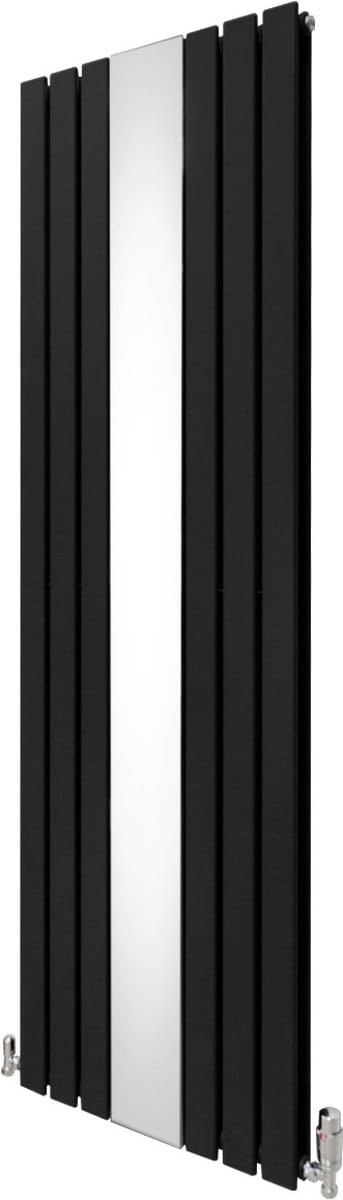 Platte spiegelradiator&trv chroomkleppen - zwart - 1800x565 mm