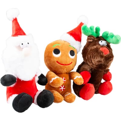 Duvoplus - Hond - Xmas Pluche Knuffel Trio 16x28x9cm Gemengde Kleuren - 162170