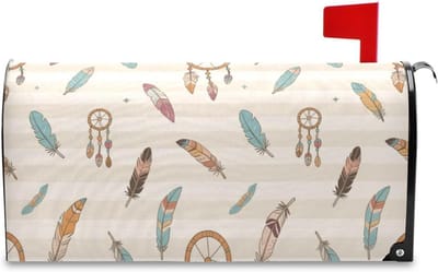 Brievenbus Cover - Brievenbusdecoratie - Tuin Decoratie - Dubbelzijdig Bedrukt - 21x18 inch - Bruin Wit Gestreepte
