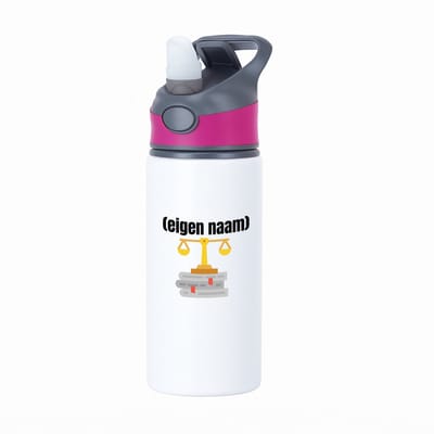 Hacebo® - Advocaat weegschaal (met eigen naam) waterfles met rietje roze - Advocaat - advocaten - met eigen naam - leuk cadeau voor iemand die advocaat is - cadeau - kado - water fles - 650ML