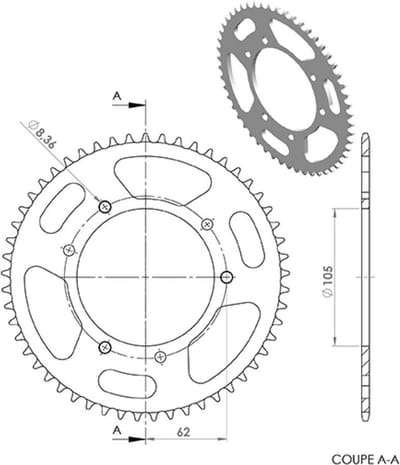 Teknix-tandwielkroon voor Peugeot 50 XP6 SM 53 tanden, steek 420, nieuw