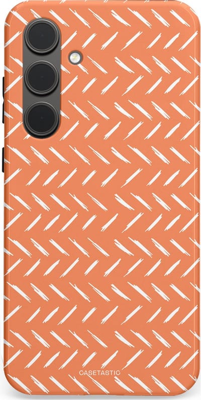 Casetastic hoesje geschikt voor Samsung Galaxy S24 Plus - Dubbellaagse bescherming - Oranje Witte Nederland Cross Patroon - Fashion Case - Terracotta Zand