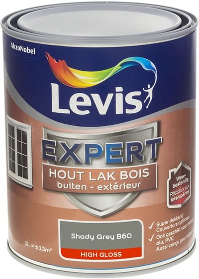 Levis - Expert Hout Lak Buiten High Gloss Mix - Shady Grey B60 - Mengverf - 1 L