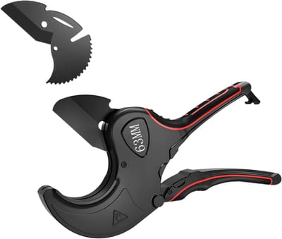 PVC Buis Snijder - 63mm Tube Cutter - Plastic Tubes Snijden met Zelfvergrendeling Ratchet en Snijmachine Mes, Geschikt voor PVC, PEX, PPR, PE, PP