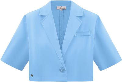 Elegante Vrouwen Suit Set met Geknipte Jas - Blauw - Maat M