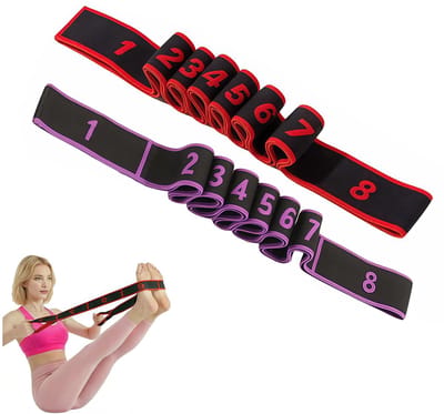 2PCS Fitness-stretchband met 8 lussen, stretchband, yoga riem voor full-body stretching en yoga rekoefeningen