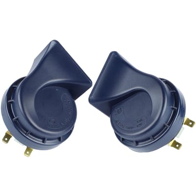 1 Paire de Klaxons de Voiture 12v Électrique Klaxon Escargot Haute et Basse Tonalité Kit de Klaxon Puissant Imperméable pour la Plupart des Voitures blue