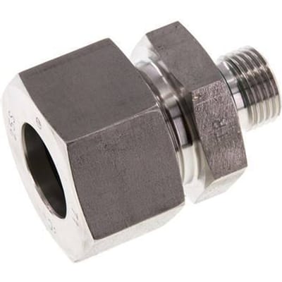 G 1/2'' Buitendraad x 25S RVS Rechte Snijring Koppeling met FKM Afdichting 400 Bar DIN 2353 - FL2S-MC-STFP-012G-25-S