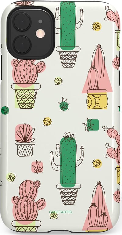 Casetastic Hoesje Geschikt voor Apple iPhone 11 - Stijlvolle Beschermende Duo-layer Case - Vrolijke cactus
