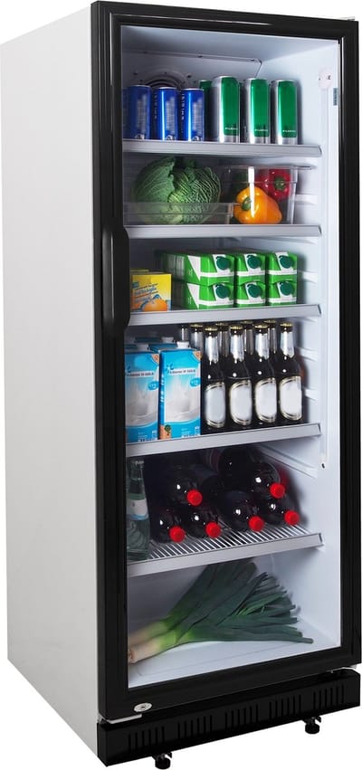 ZORRO Drankkoelkast ZK 310 | Wit/Zwart met glasdeur | 310 liter